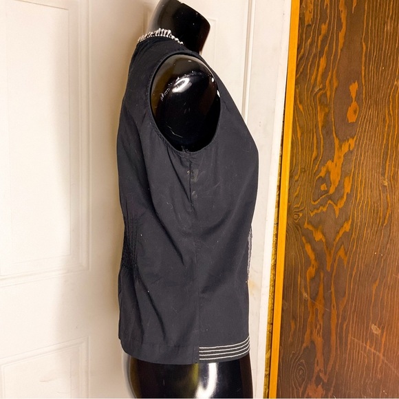 VINTAGE April Cornell Black Cotton Tank Top Button Up Blouse - Picture 11 of 12